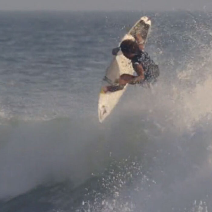 Carlos Munoz warming up to do battle with Gabriel Medina.