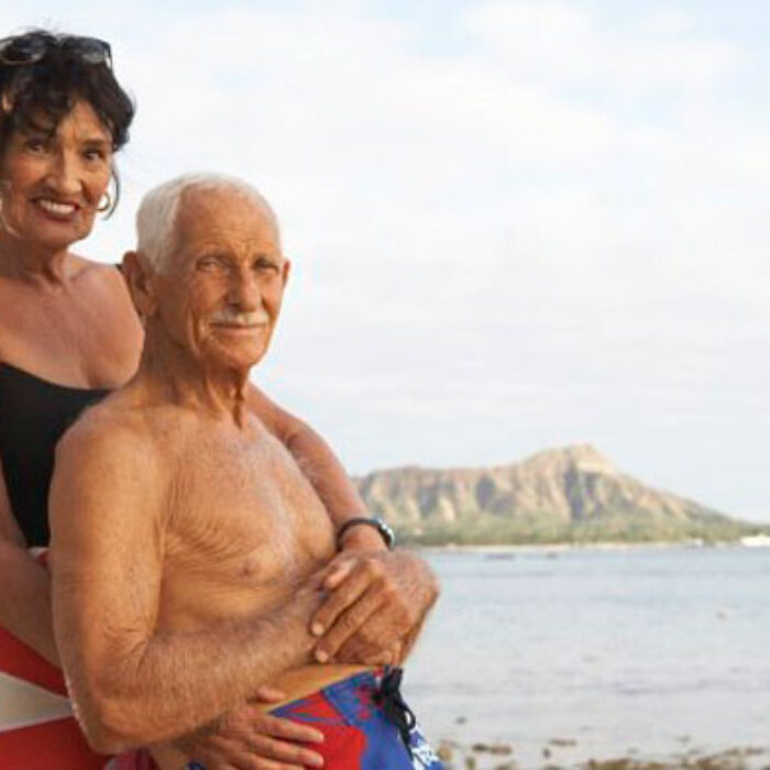 Juliette, Doc's wife of 55 years, with her husband in Hawaii.