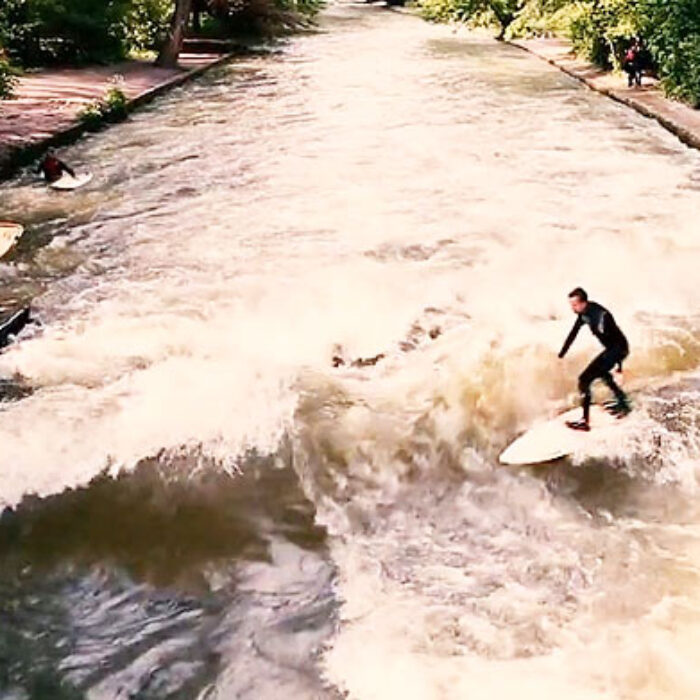 The wave in The Eisbach has turned into a bonafide surfing destination.