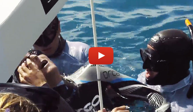 In an attempt to break his own world record, Trubridge came within just feet of the surface before realizing he wasn't going to make it.