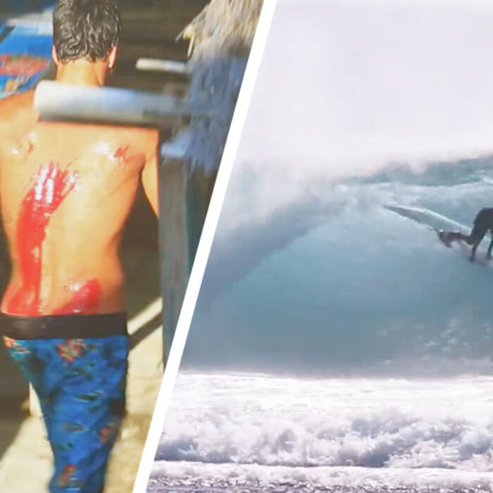 Jeronimo Vargas barreled in Indonesia and reef rash.