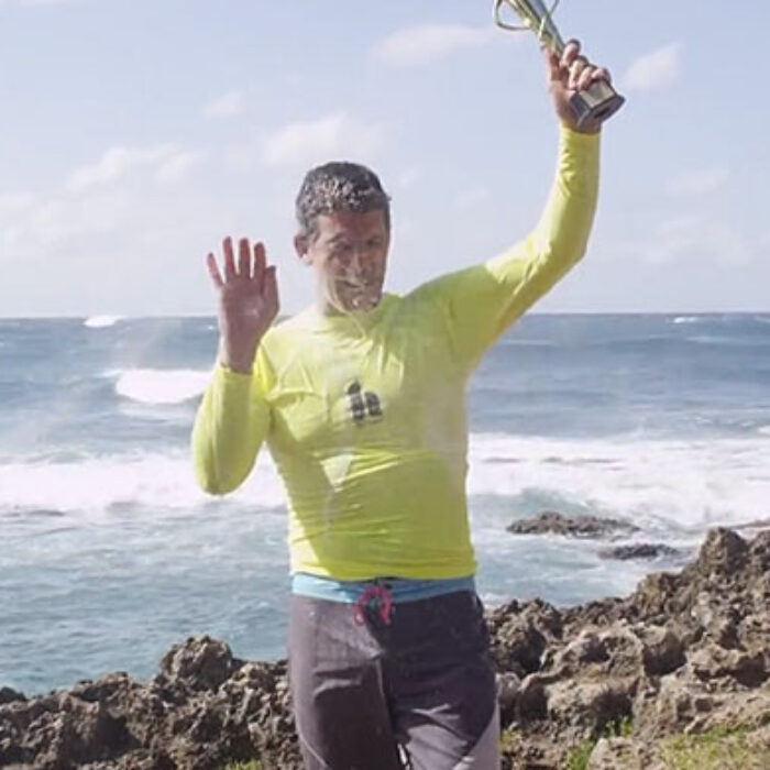 In massive, perfect Turtle Bay conditions, Chris Cote, Ross Williams, Peter Mel, Kaipo Gurrero, Rocky Canon, and Strider Wasilewski put down the mics and pulled on the jerseys.
