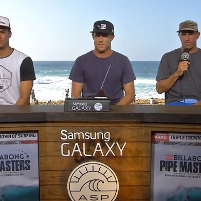 After a day at the Pipe Invitational that culled the list of hopeful wildcards down to four, Kelly Slater, Gabriel Medina, and Mick Fanning sat down and talked shop.