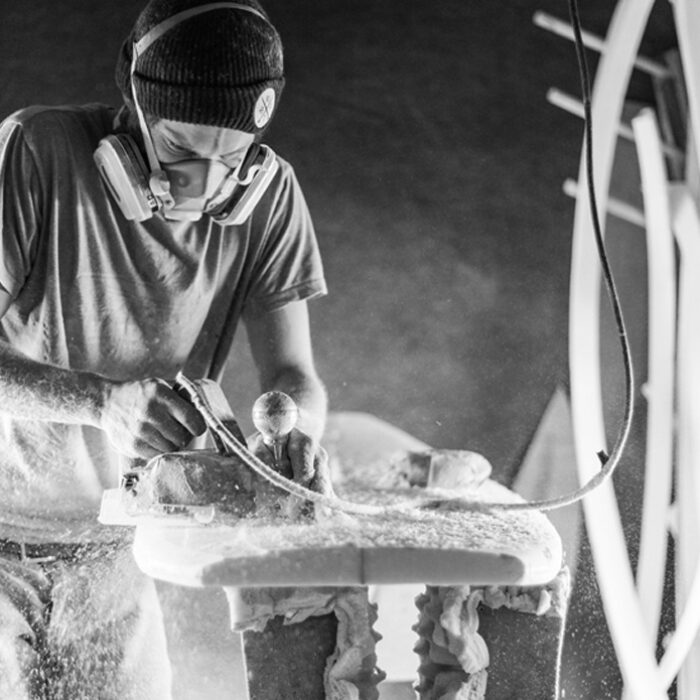 Inside the shaping room in Rhode Island.