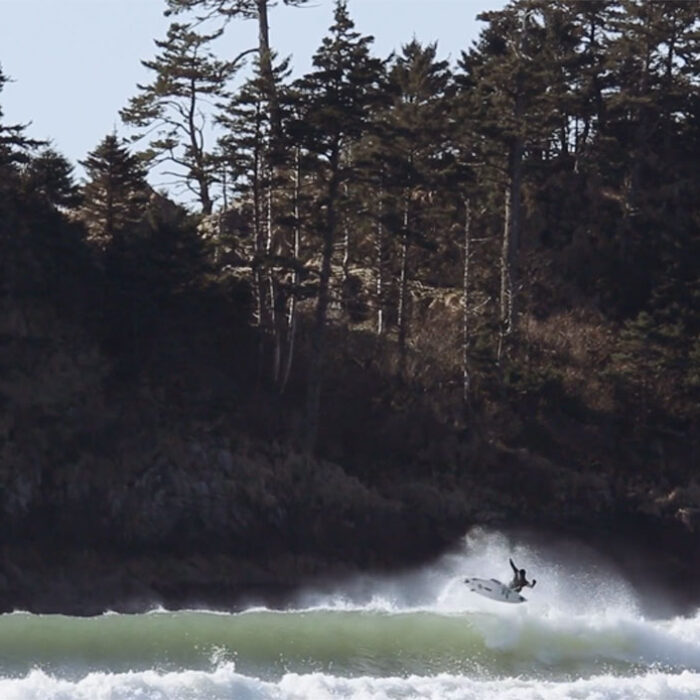 Surfing in the frigid north pacific in Canada.