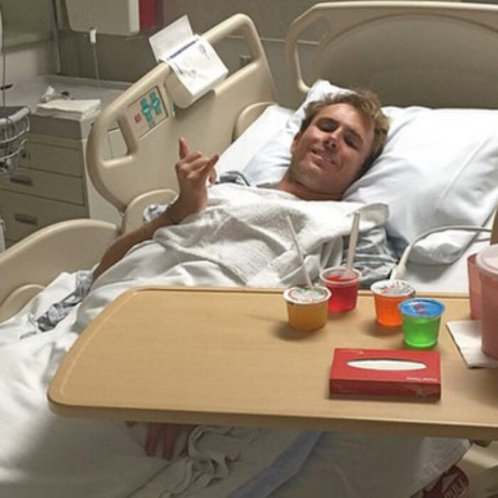 Back in December, he took off on a Backdoor bomb, didn't quite make the drop, and promptly had his spleen ruptured by the falling lip.