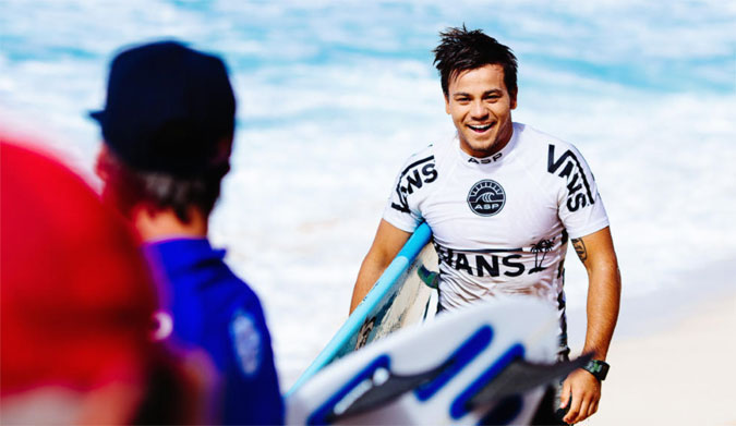 Keanu satisfied with his performance during the Vans Triple Crown of Surfing. Photos: WSL
