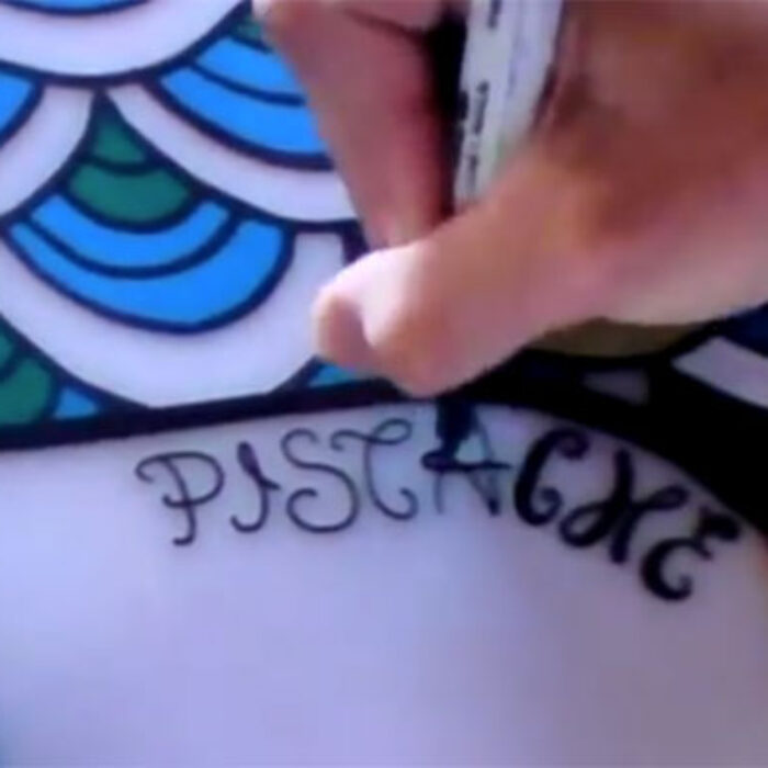 Surfboard paint art
