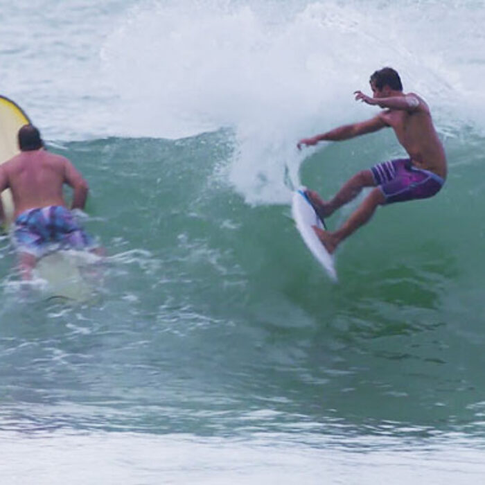 Small waves, big crowd, and Julian's still ripping.