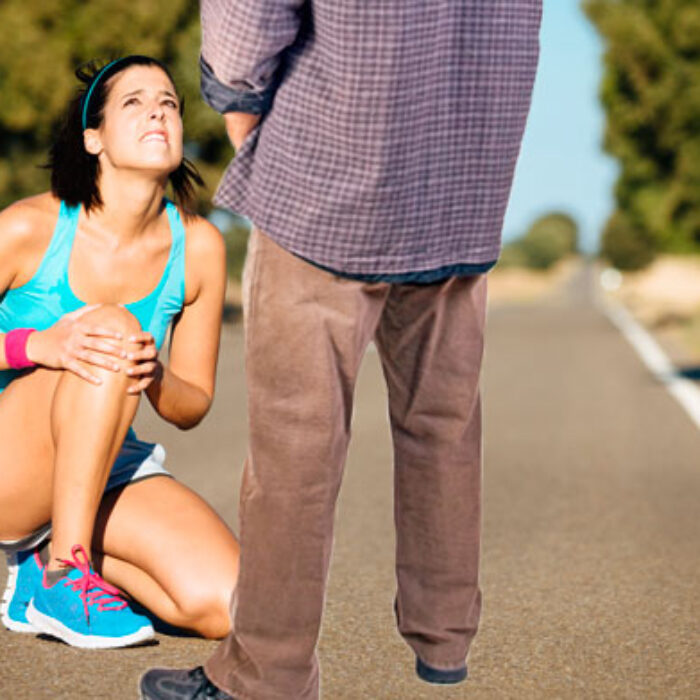 If you run across a jogger with a sprained knee, it is not proper procedure to piss on them.
