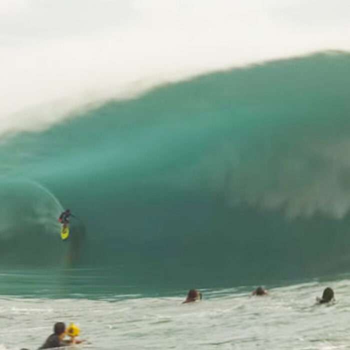 One can only imagine what's going through his head during those waves–but we're pretty sure it's something along the lines of what the screaming banshee on the boat is doing.