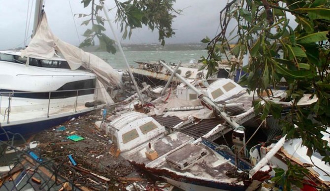 Destroyed boats in Port Vila yesterday. Photo: CARE Australia