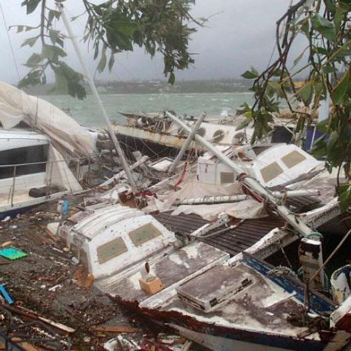 Destroyed boats in Port Vila yesterday. Photo: CARE Australia