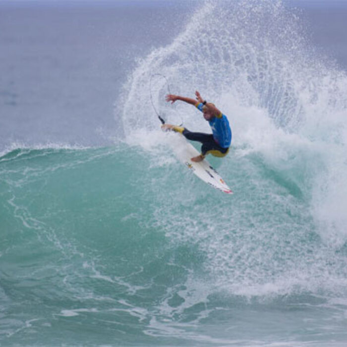 Three-time Rip Curl Pro Bells Beach winner, Mick Fanning, utilizes his power and drive at the Bowl. Photo: Kristin Scholtz