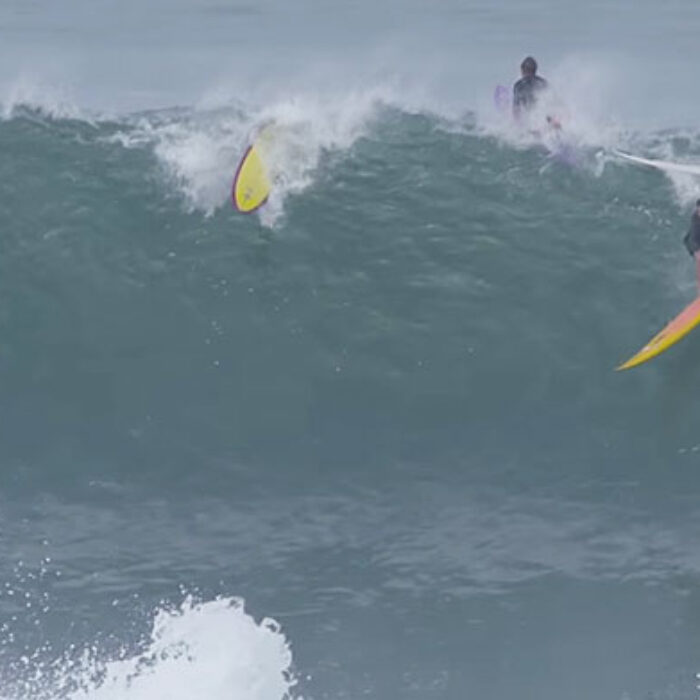 Brazil's Silvia Nabuco found a few big ones at Waimea Bay in late January–but none sketchier than this one.