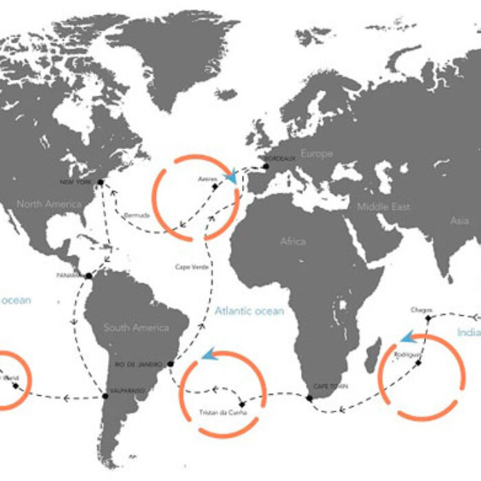 The path of their 300 day trip around the world.