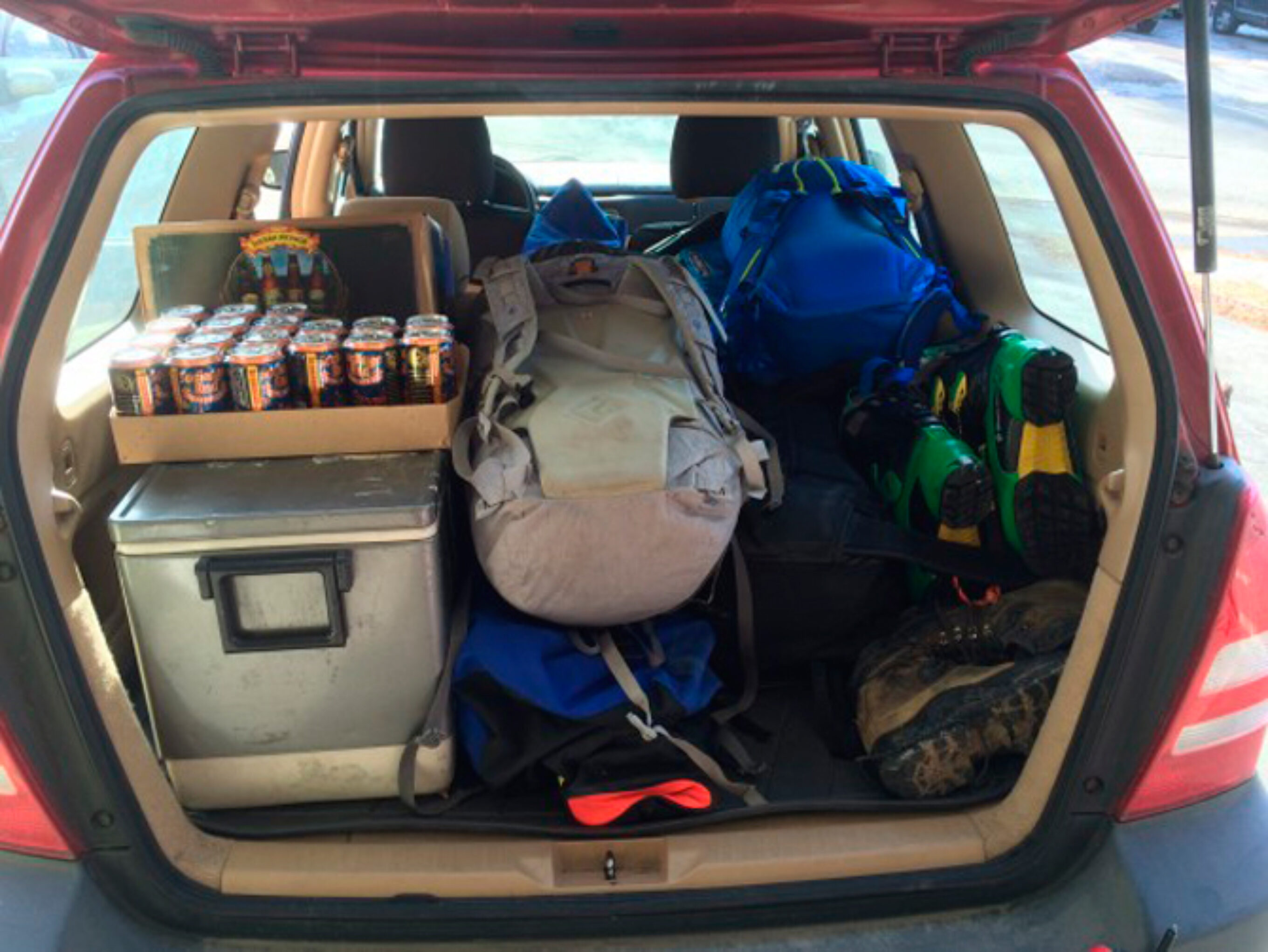 Fully loaded, we of course brought only the essentials on the drive from Anchorage to Valdez. Photo: Ian Bolliger
