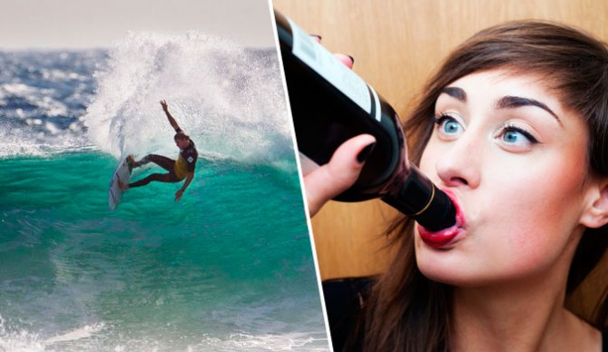 If she doesn't surf, there is so much wine to drink. And other things, too. But there's so much wine!