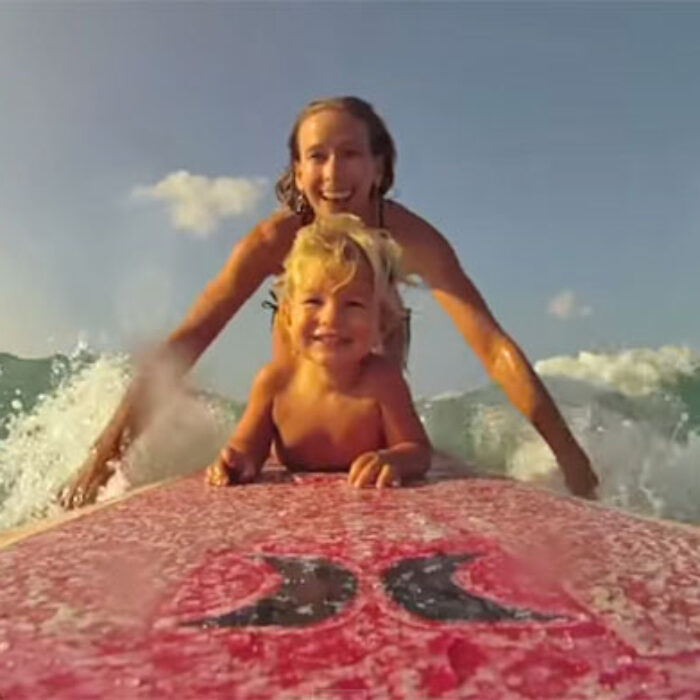 Surfing Mom and Baby