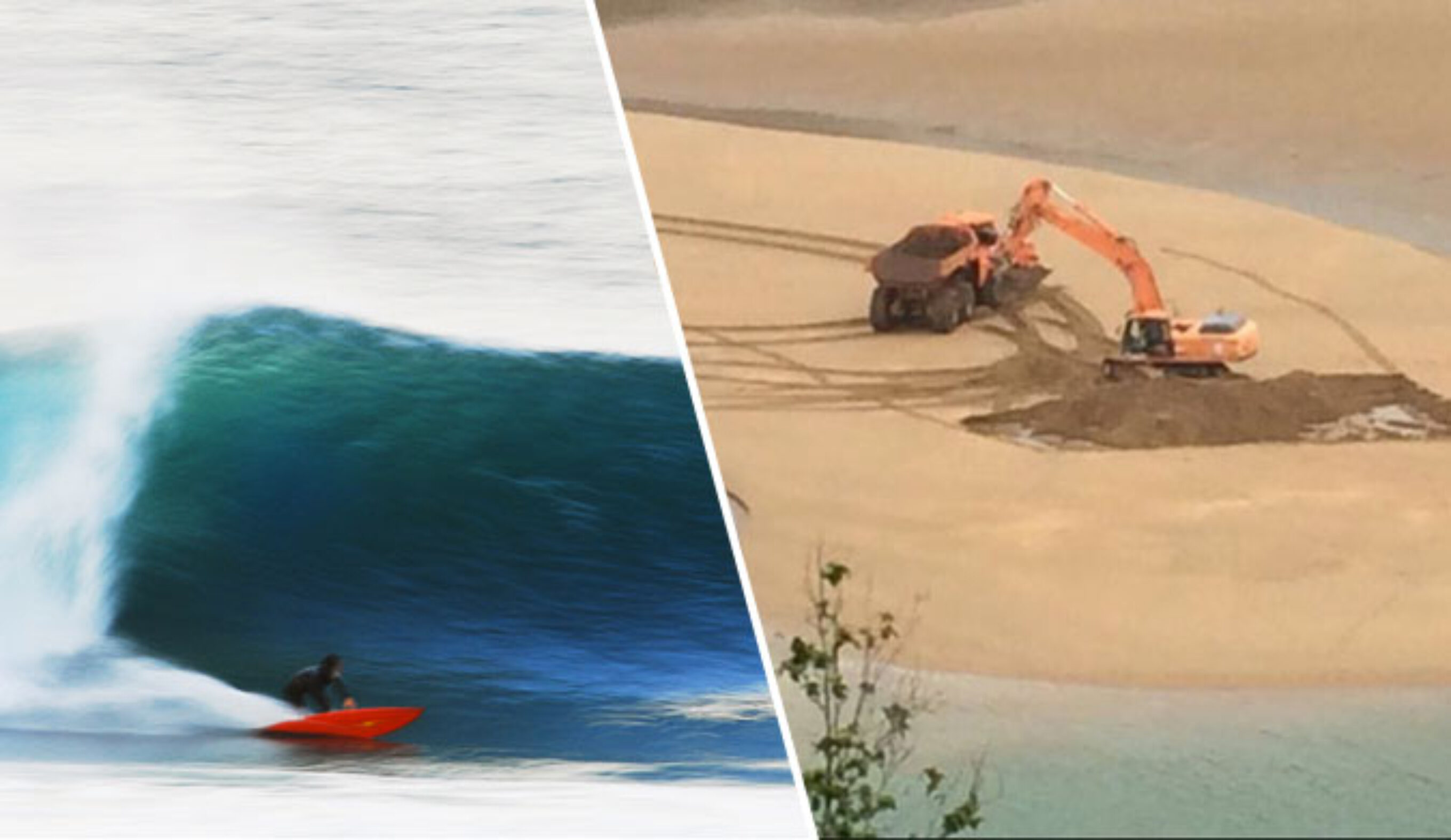 Mundaka on a classic day in 2011. Work on the sand removal began recently, and will almost certainly have a major affect on the wave.