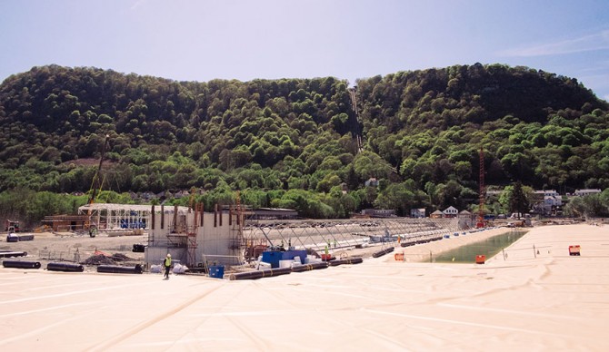 A current view of Surf Snowdonia's East Bay during construction. Photo: Surf Snowdonia