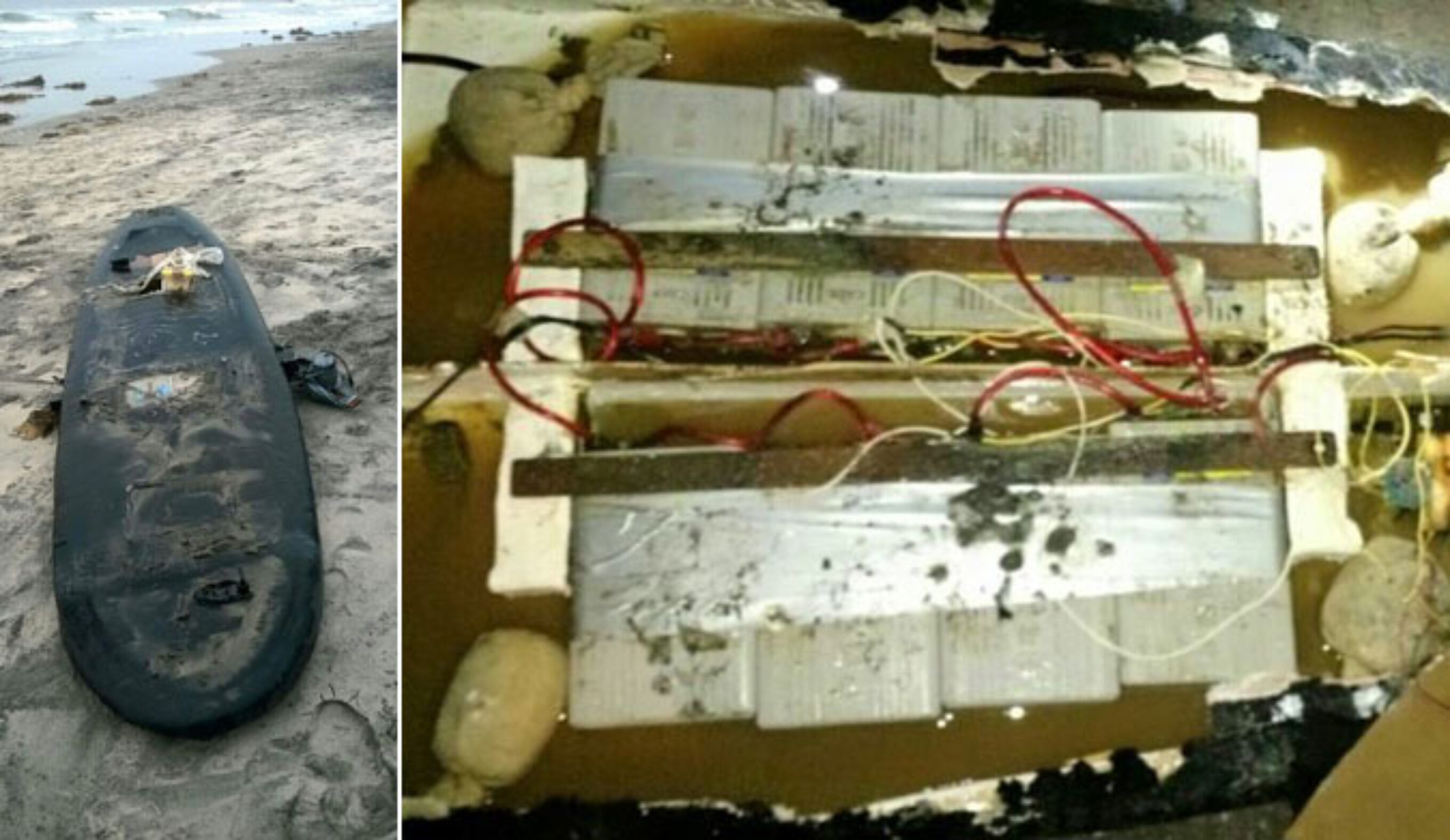 After the board washed, authorities found 20 pounds of meth inside.