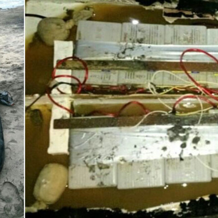 After the board washed, authorities found 20 pounds of meth inside.