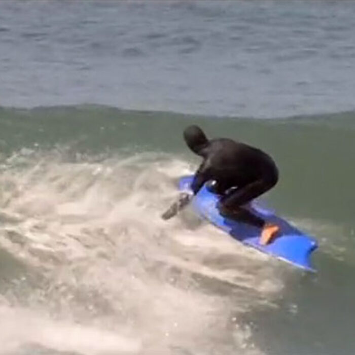 A finless, asymmetrical little wave slider, Burch makes it look easy in a way that only Burch could pull off.
