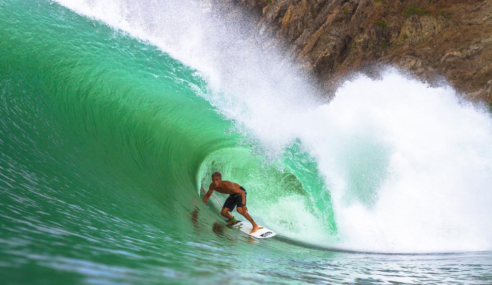 All the hair dye in the world couldn't make this barrel more colorful. Luke Davis would agree. Photo: Ryan Chachi Craig