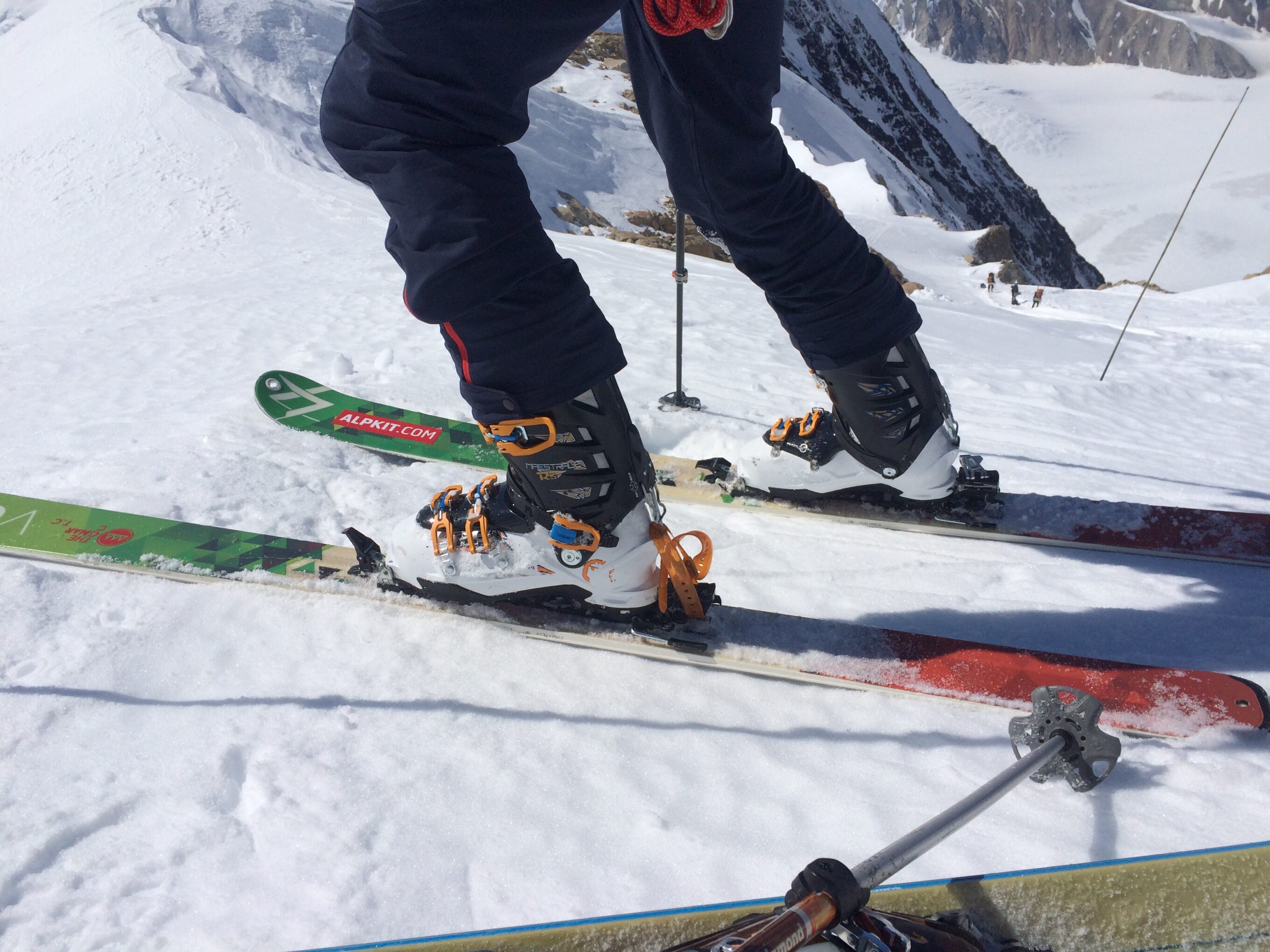 We constructed an emergency “binding” with a ski strap that functioned surprisingly well following the explosion of my heelpiece.