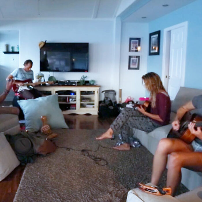 Stephanie Gilmore Tom Curren Leann Curren playing music