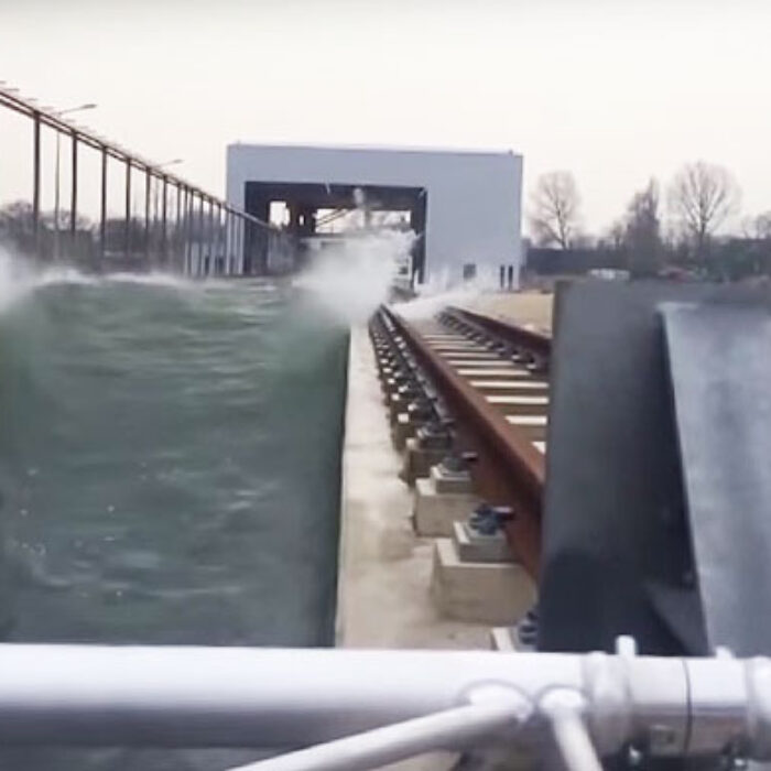 In a massive concrete tank called the Delta Flume, they created the world's biggest man-made wave–just over 5 meters, or 15 feet.