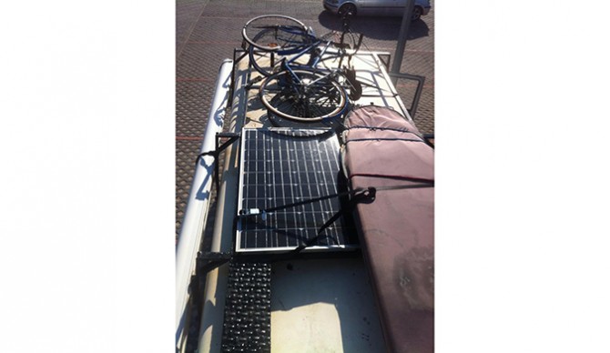 A solar panel and some extra storage on top of my old seasonaire. A well placed and useful investment.