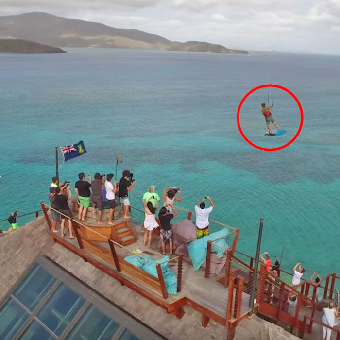 Nick Jacobsen Kiteboards Off Richard Branson's Island