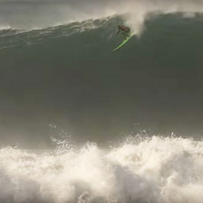 Nobody paddles on huge days at Nazaré.
