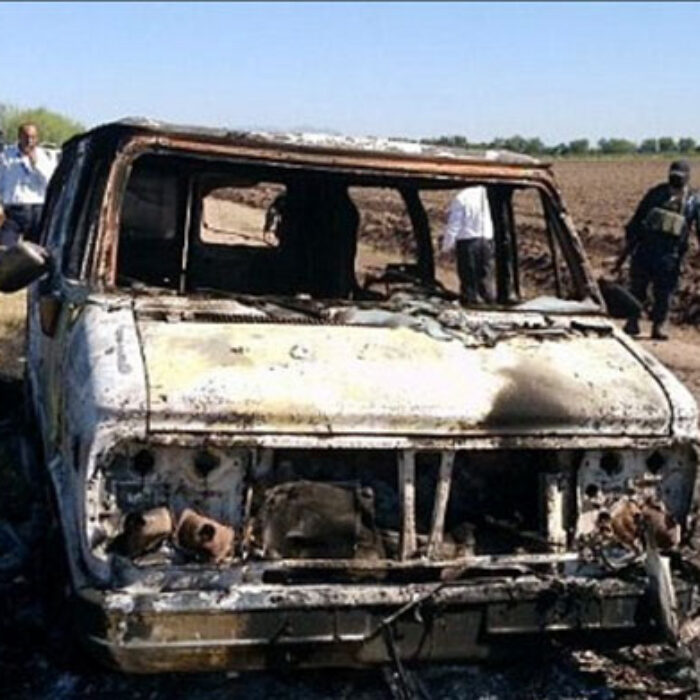 The bodies of two men were found in a burned van in Mexico.