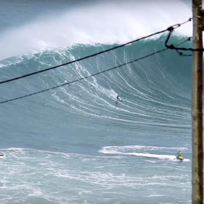 Filmed from a different angle than we're used to seeing at Nazaré, it show just how big, long, and powerful the wave really is.