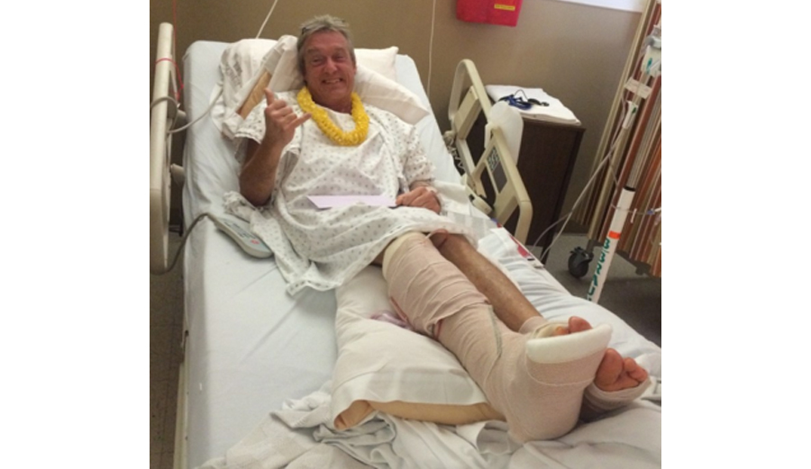 Paul O'Leary, 54, recovering in Hilo Medical Center after being bitten by a shark while swimming. Photo: Hawaii News Now