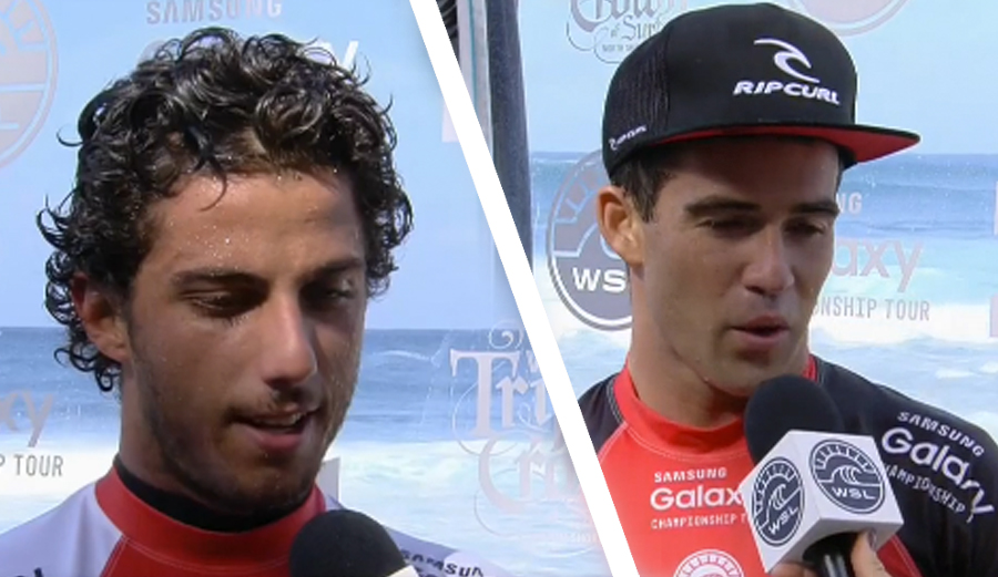 Filipe Toledo is out of the World Title race, thanks to this guy, Mason Ho. Photo: WSL