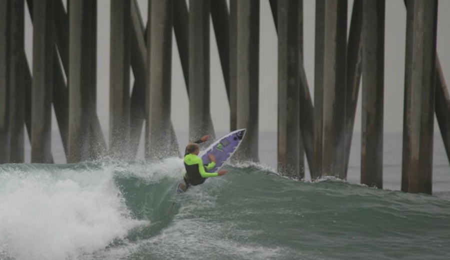 Huntington Beach's Griffin Foy is holding down the lead in the wave count category. Photo: @griffin_foy