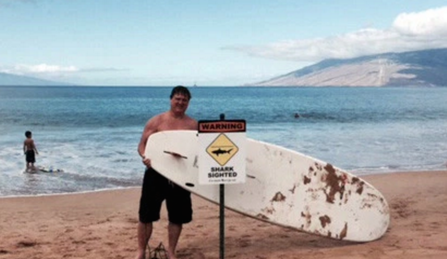 Matt Mason, 48, of Minnesota safe on shore after battling a 14-foot Tiger Shark. Photo: Matt Mason