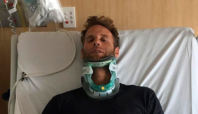 Berg in the hospital after breaking his neck. Photo: GCB