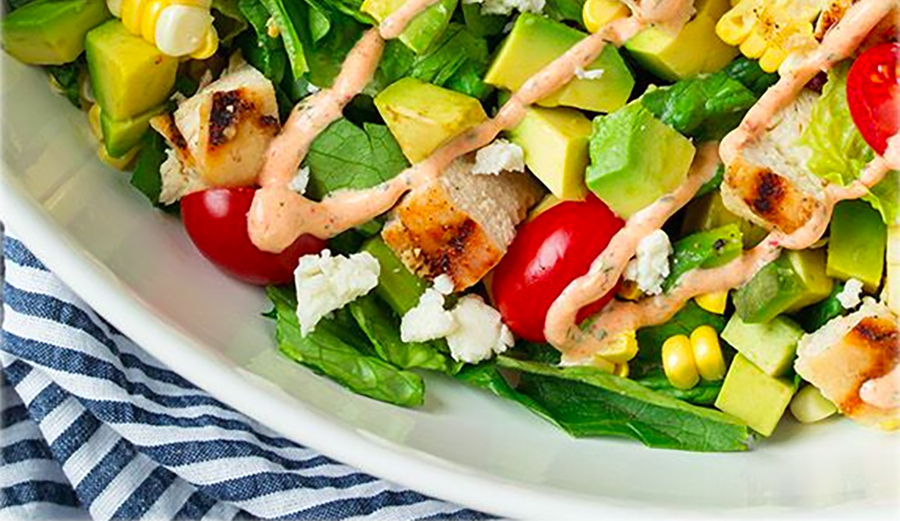 A flavorful salad full of healthy fats makes for a great meal any time of the day. Photo Via Pinterest