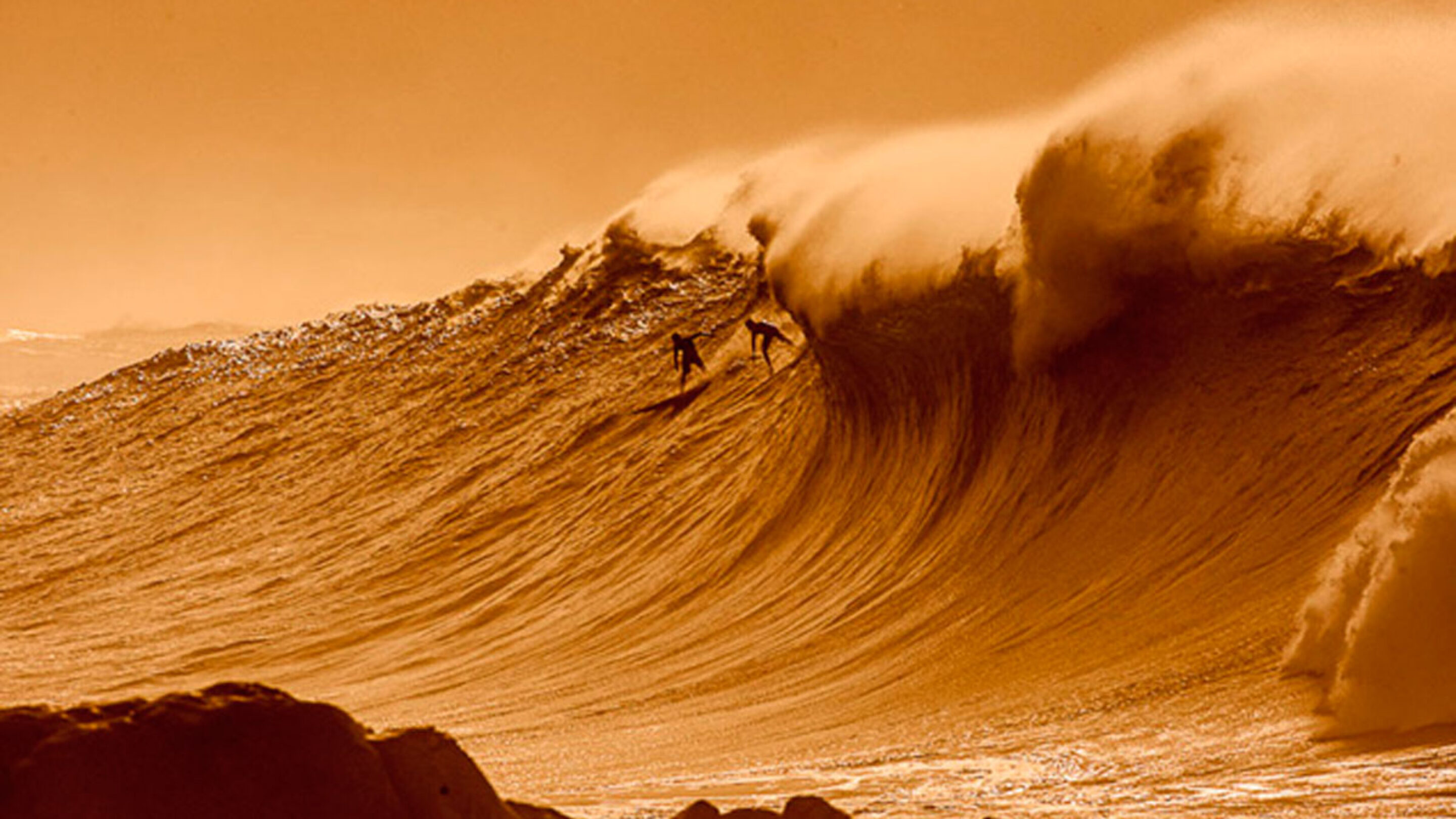 Waimea- Mark Healy and Shane Dorian paddled into this bomb one day before the Eddie in 2009. It is said to be the biggest wave ever paddled in the Bay.