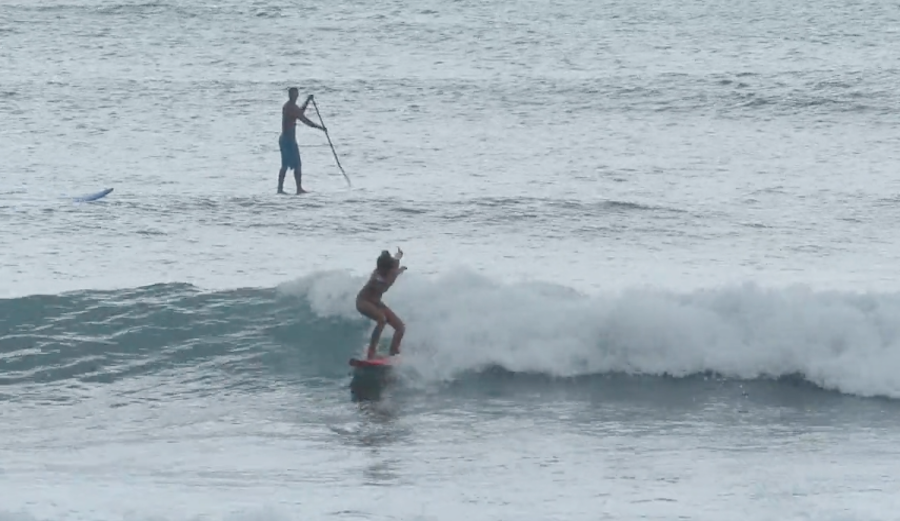 Leila Riccobuano may be young in age, but her dancing skills are well refined...even while on a wave. 