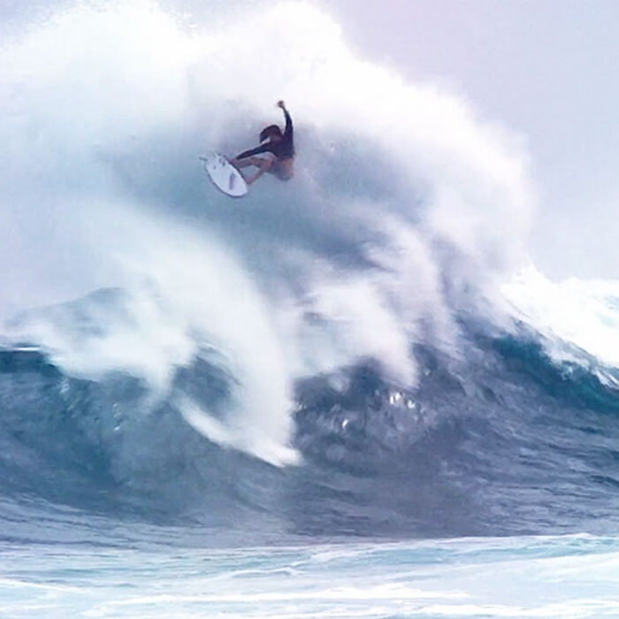 the part that really steals the show is Dylan Graves boosting off a weird, warping chunk of water that barely resembles a wave.
