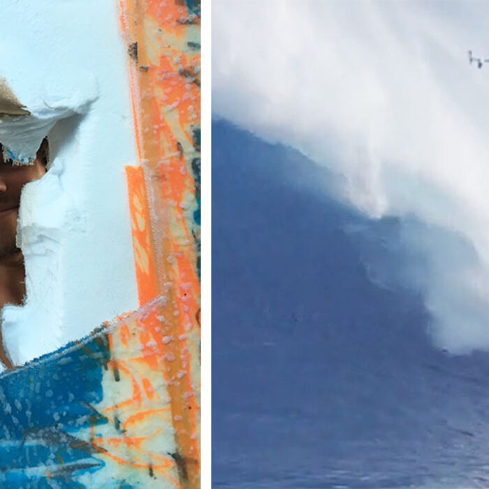 As the lip came down hard, Tyler's leg drove straight through the deck of his SOS Shapes gun.