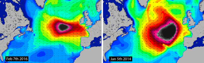 A side by side comparison of 2014's Hercules to this year's "mini Herc" shows similar track but a vast difference in the systems' reach.