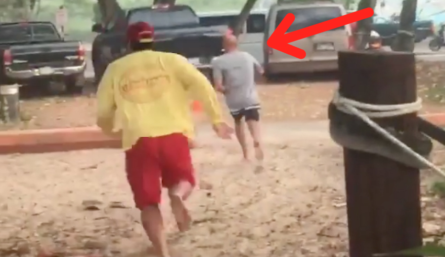 That's Kelly sprinting like a madman to help save Sarah White and her son Van. Still: here