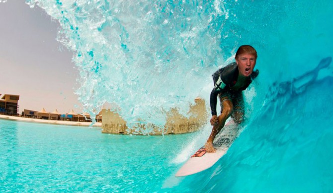 The Donald, keeping his hair dry.